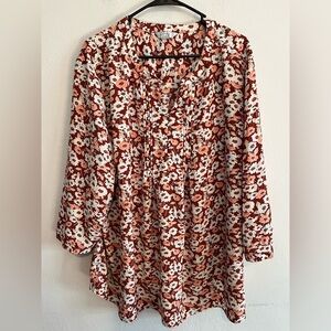 3/$20 Croft & Barrow Multicolor Floral Tunic Blouse Plus Size 3XL 3/4 Sleeves